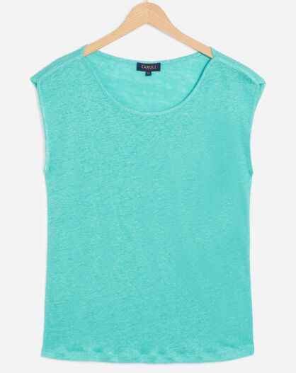 T-Shirt 100% Lin Naty turquoise